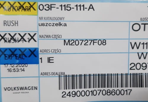 etykieta produktu