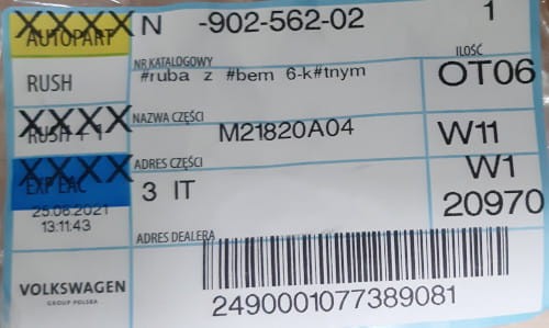 etykieta produktu
