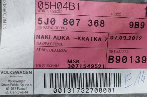 etykieta produktu