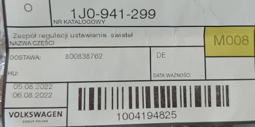 etykieta produktu