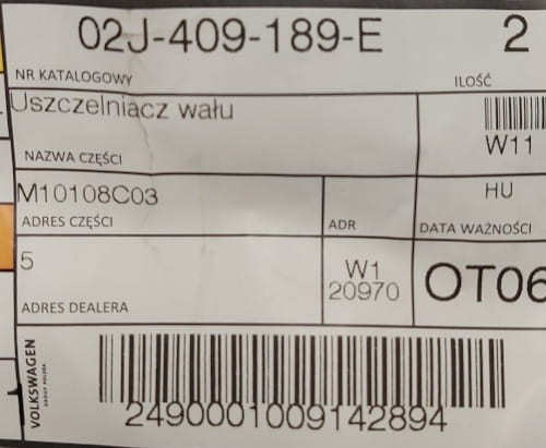 etykieta produktu